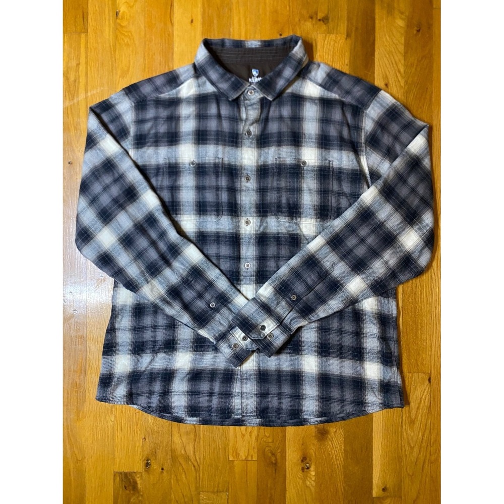 Kühl Button-Up Mens XL Gray Plaid Long Sleeve Camping Outdoor Gorpcore Hiking